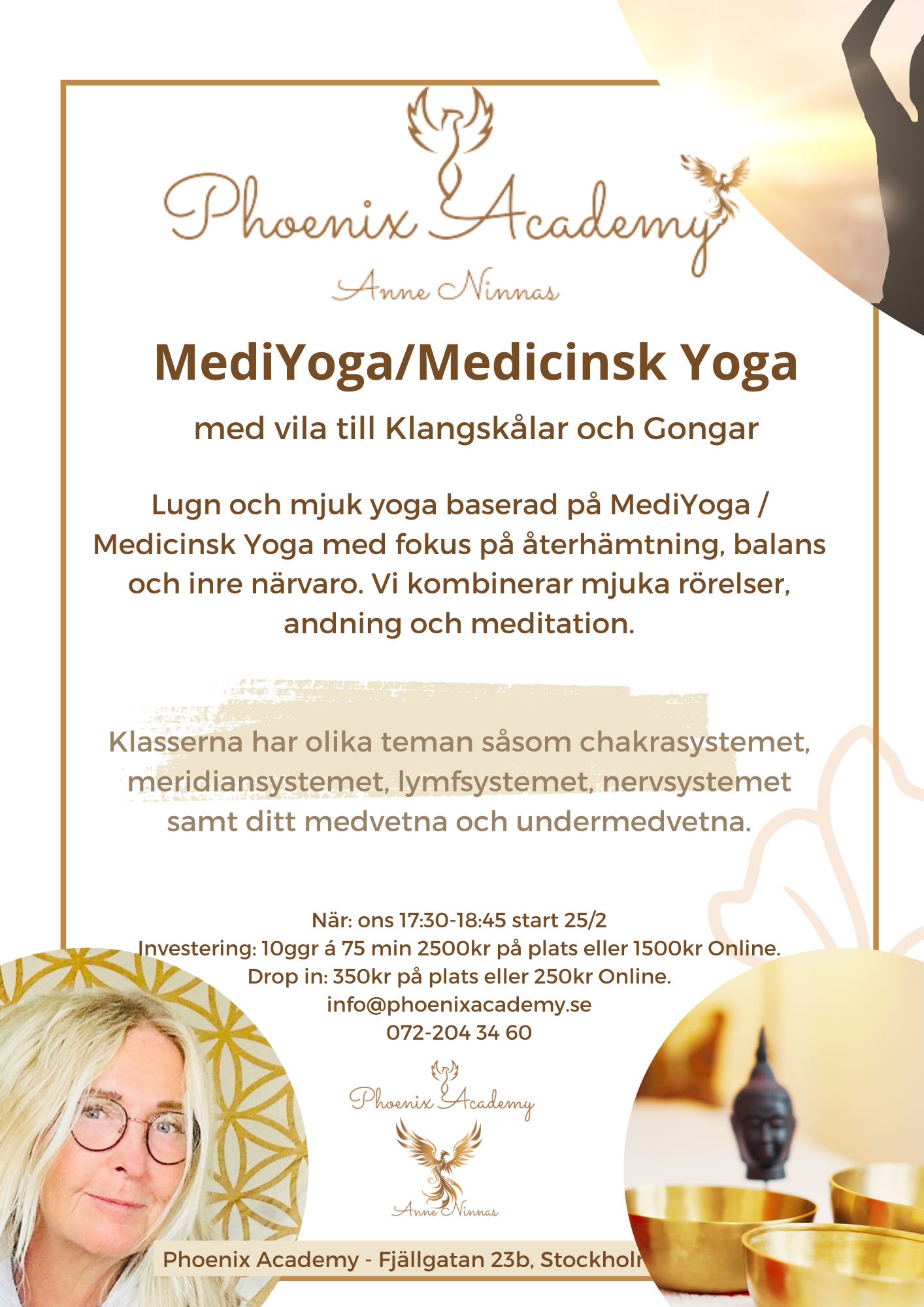 MediYoga / Medicinsk Yoga hos Phoenix Academy i Hälsans Hus Stockholm